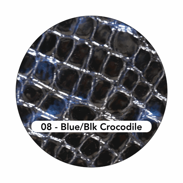 Blue Black Crocodile Patent Leather Swatch