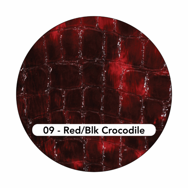 Red Black Crocodile Patent Leather Swatch