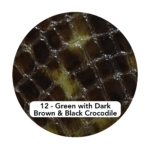 Swatch colour of Green with Dark Brown & Black Crocodile specialty leather