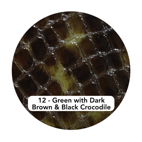Swatch colour of Green with Dark Brown & Black Crocodile specialty leather