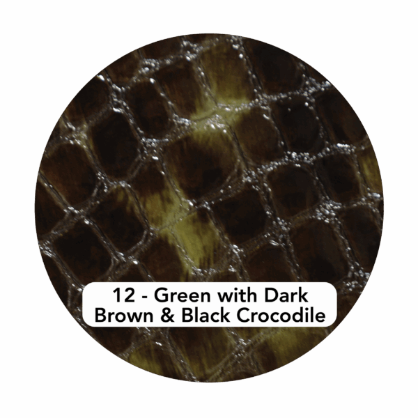 Swatch colour of Green with Dark Brown & Black Crocodile specialty leather