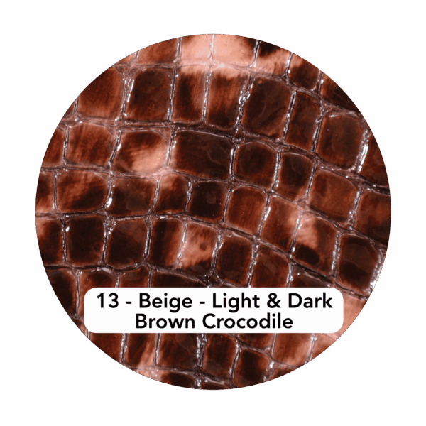 Swatch colour of Beige - Light & Dark Brown Crocodile specialty leather.