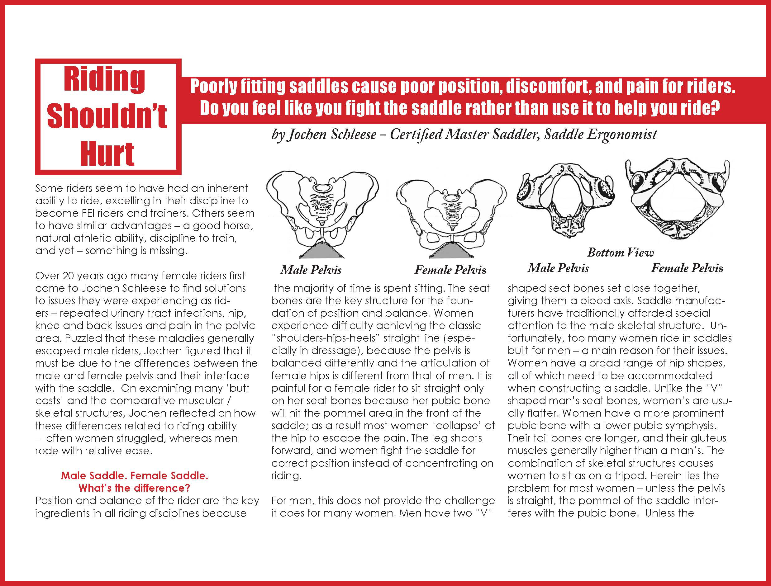 Riding Shouldn't Hurt - Poorly fitting saddles cause poor position ...