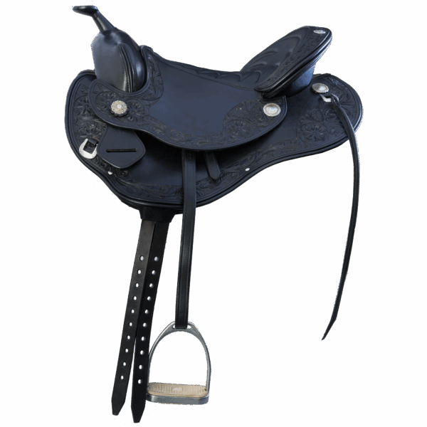 Devin Western Trail Saddle - Black - English Rigging System