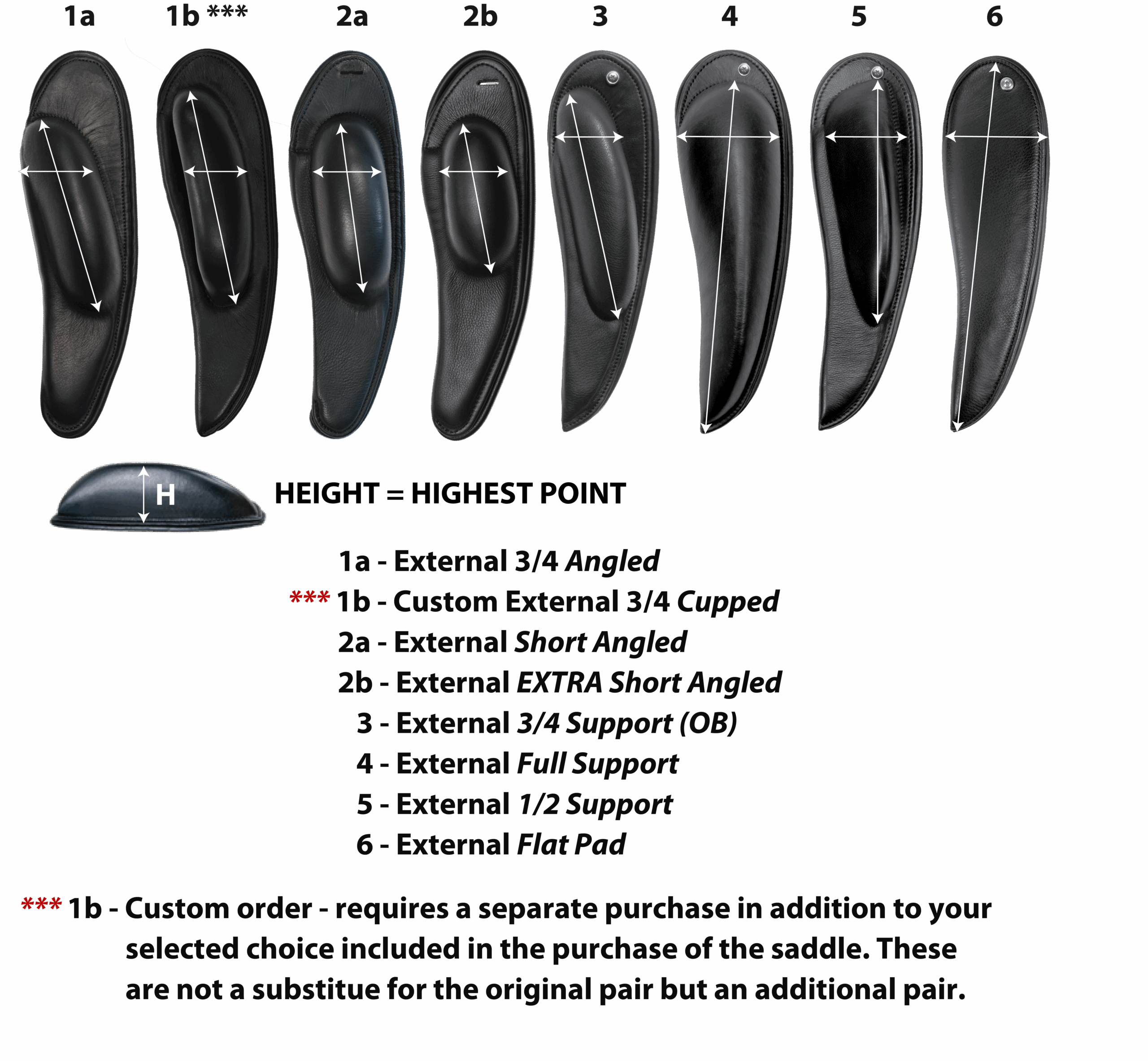 Dressage External Thigh Blocks for Mono Flap Saddles