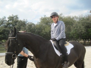 89-year-old Douglas Baldwin (Claudia Strong's father) with Amber and her new Schleese Triumph saddle.