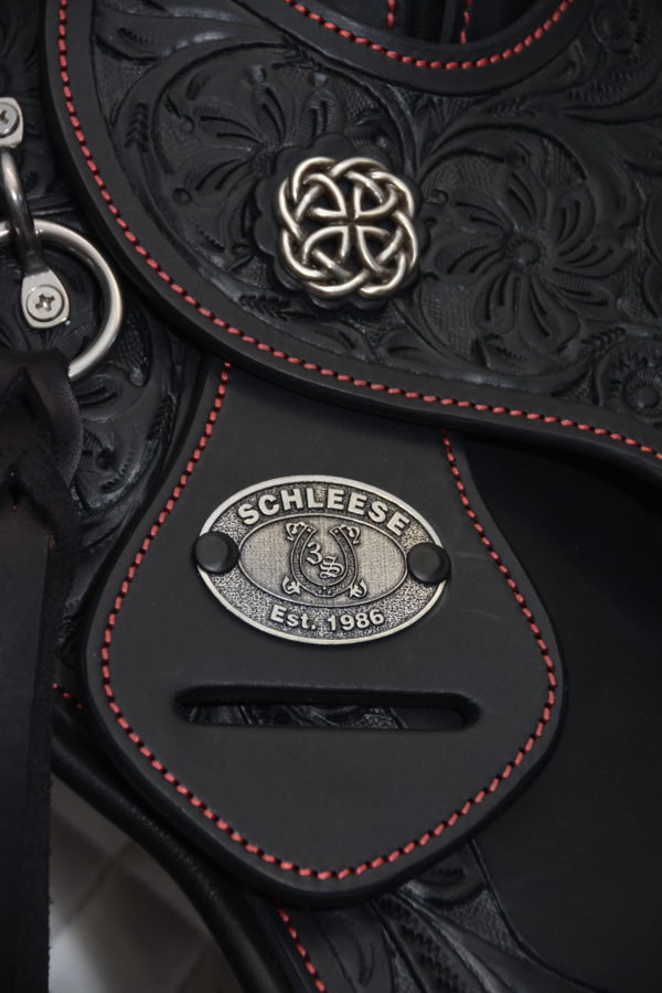 Western Saddle - Black with Red Stitching
