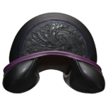 Let's Dance - Blk with Purple Welting-Facing-Backroll- Tooled 1/2 Moon