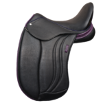 Let's Dance - Blk with Purple Welting-Facing-Backroll- Tooled 1/2 Moon