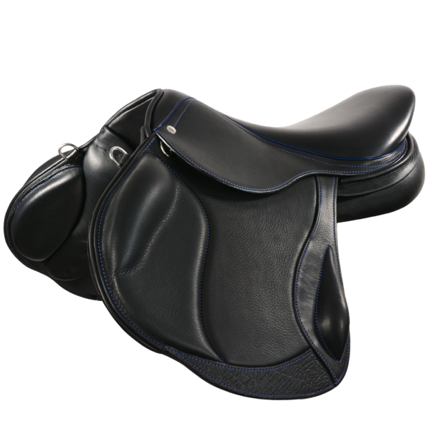 Eventer II - Black with Glamour Blue Welting-Stitching