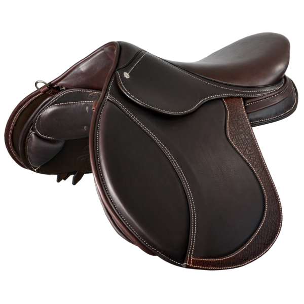 Cosmic - Brown 3 Qtr Front View - Buffalo Back of Flap - Optional Breast Plate D-Ring
