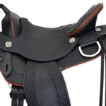 Cadence Western - Black Leather with Cognac Trim with Basket Weave Tooled Border
