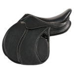 Levitar - VCFS Jump - Black with Metallic Silver Welting/Stitching, Swarovski Cyrstals Half Moon with addition black patent stirrup leather loop