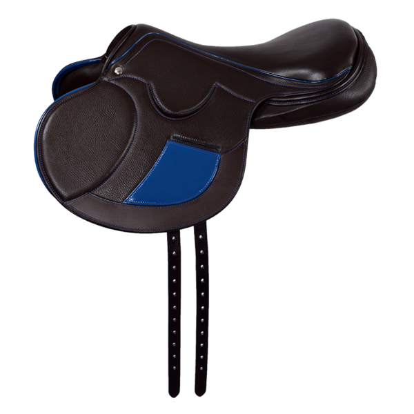 Destiny Light Racing Exercise Saddle - Brown with Blue Patent Glamour